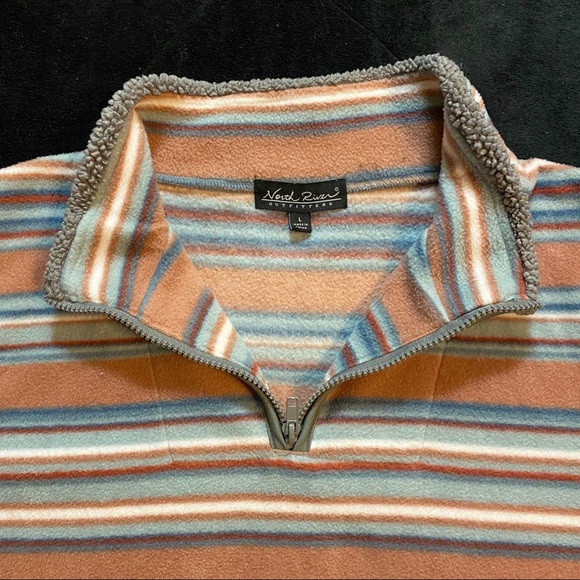North River Outfitters Striped Fleece Quarter Zip - Picture 3 of 4